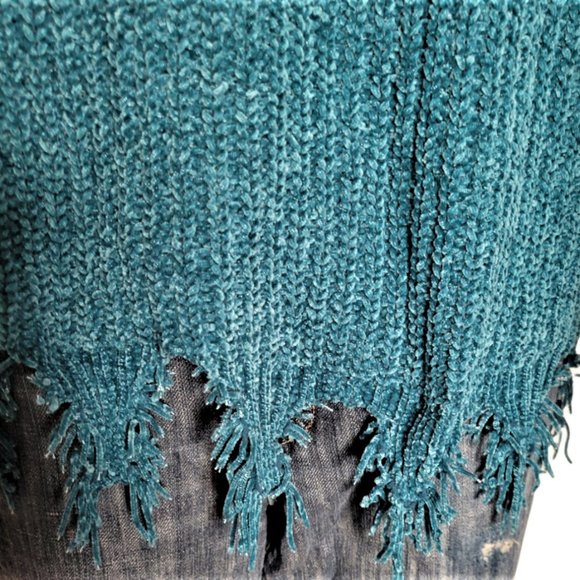 BRAVE SOUL LONDON Shredded and distressed knitwear Cardigan Boho Teal SZ … - Picture 4 of 5